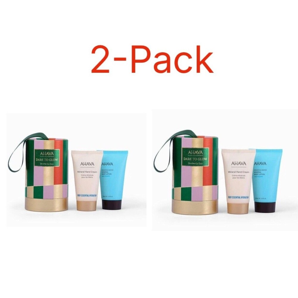 2-Pack AHAVA Dare To Glow On-The-Go Duo Mineral Hand Cream & Body Lotion 1.3oz